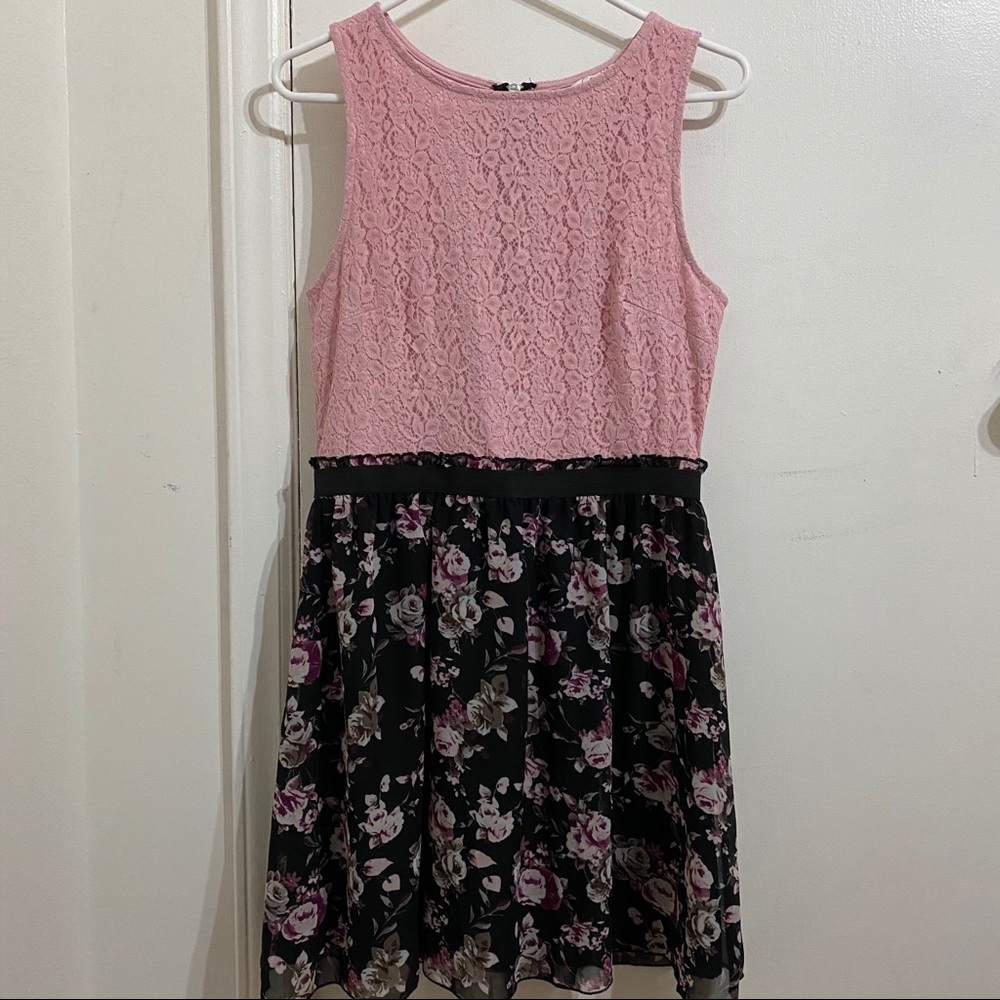 Floral Pink Lace Juniors Speechless Dress